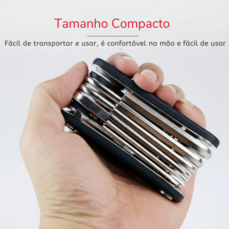 Chave Multifuncional 16 em 1 – Ferramenta Essencial Para Quem Depende da Bike Todos os Dias