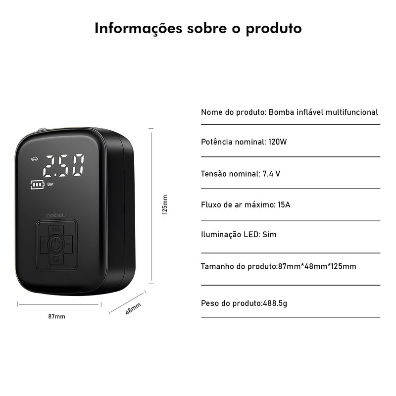 Mini Compressor de Ar Portátil – Praticidade e Segurança para Encher Pneus em Qualquer Lugar