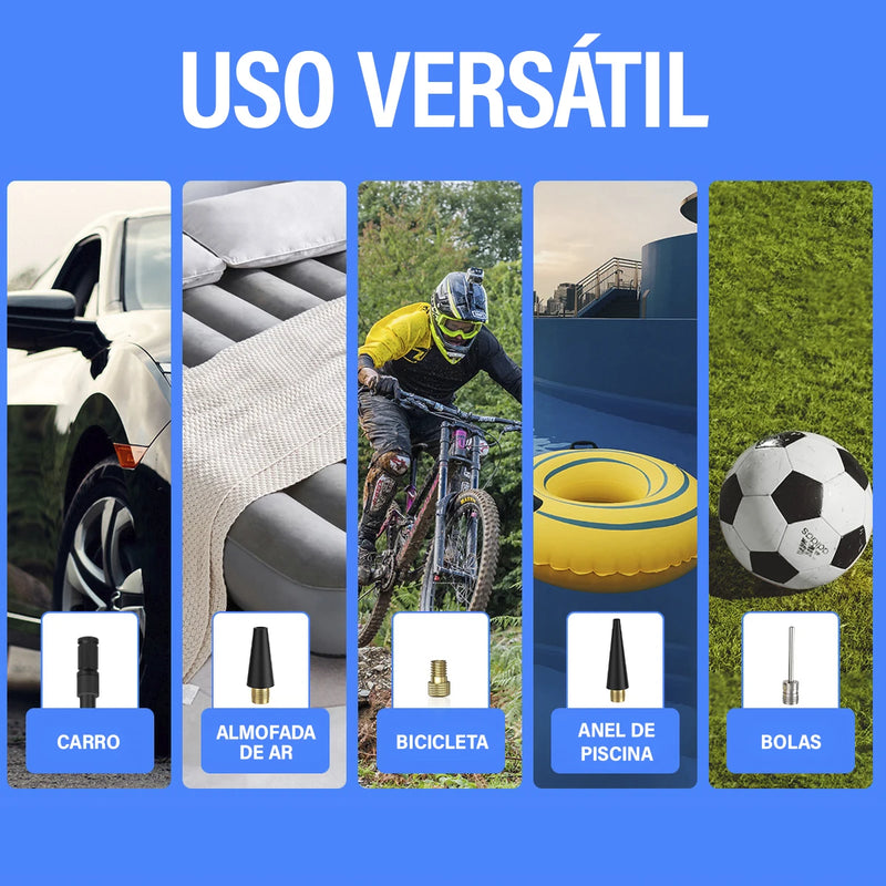 Mini Bomba de Ar Portátil Recarregável – Seu Seguro de Viagem em Forma de Ferramenta